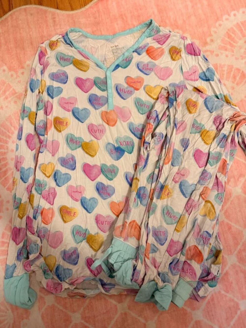 Little Sleepies LunaLuxe Bamboo Pajama Set Conversation Hearts Valentine's S